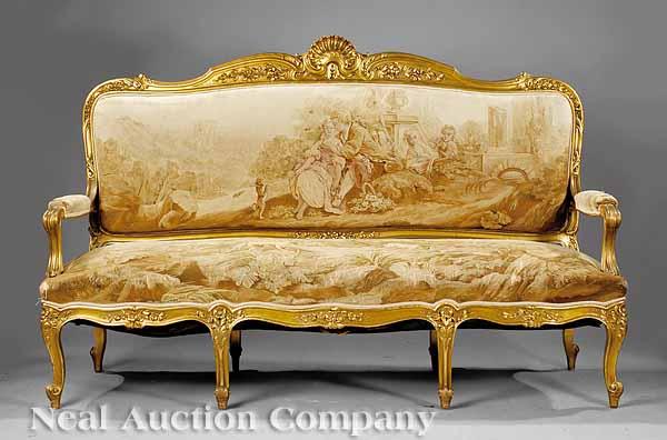 Appraisal: An Antique American Carved Giltwood Canap in the Louis XV