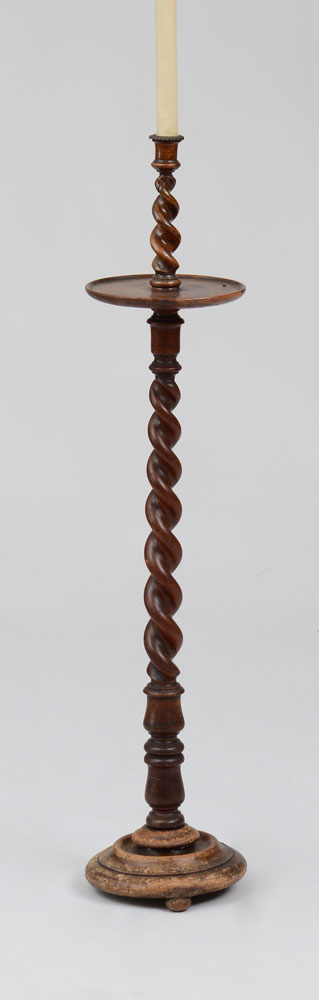 Appraisal: ENGLISH WALNUT BARLEY TWIST FLOOR LAMP x in diam Estimate