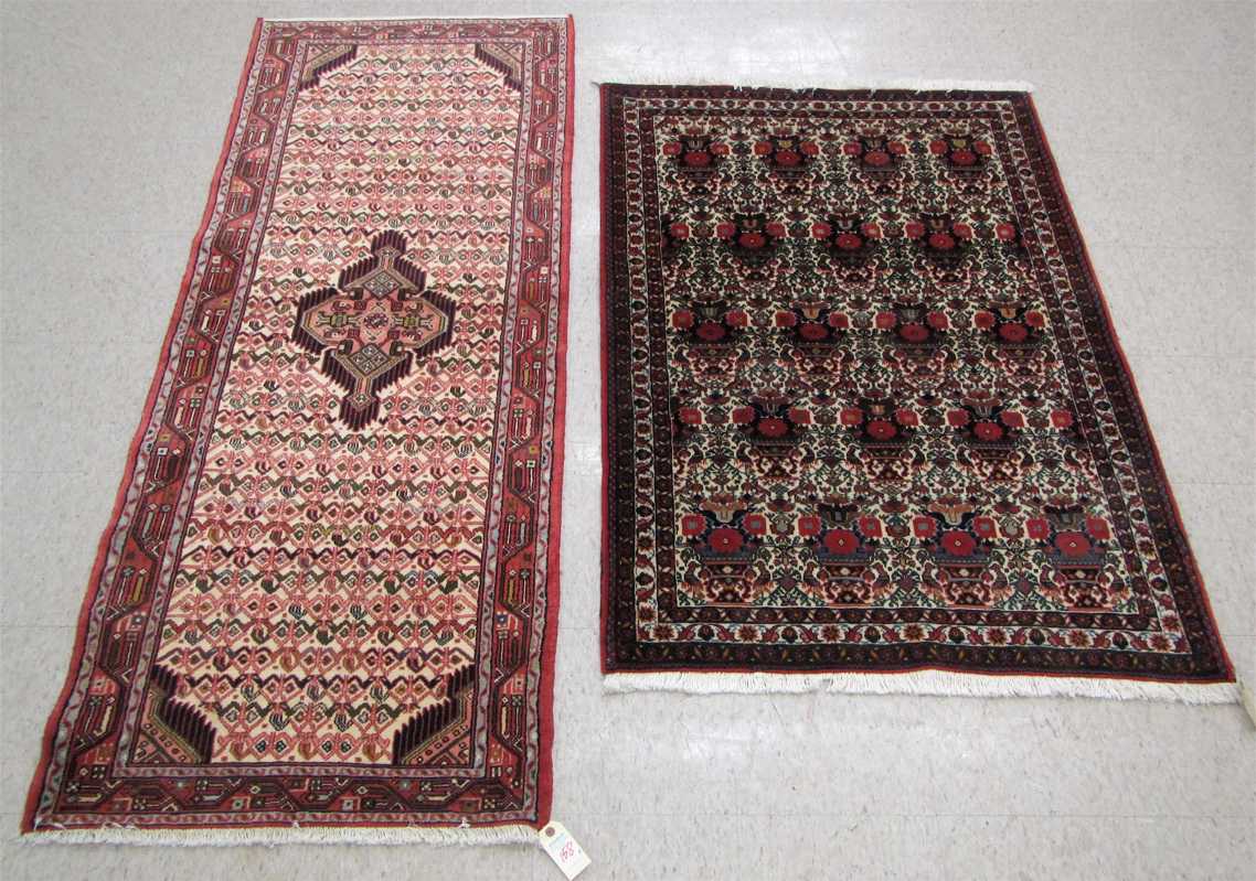 Appraisal: TWO HAND KNOTTED PERSIAN AREA RUGS ' X ' Meymeh