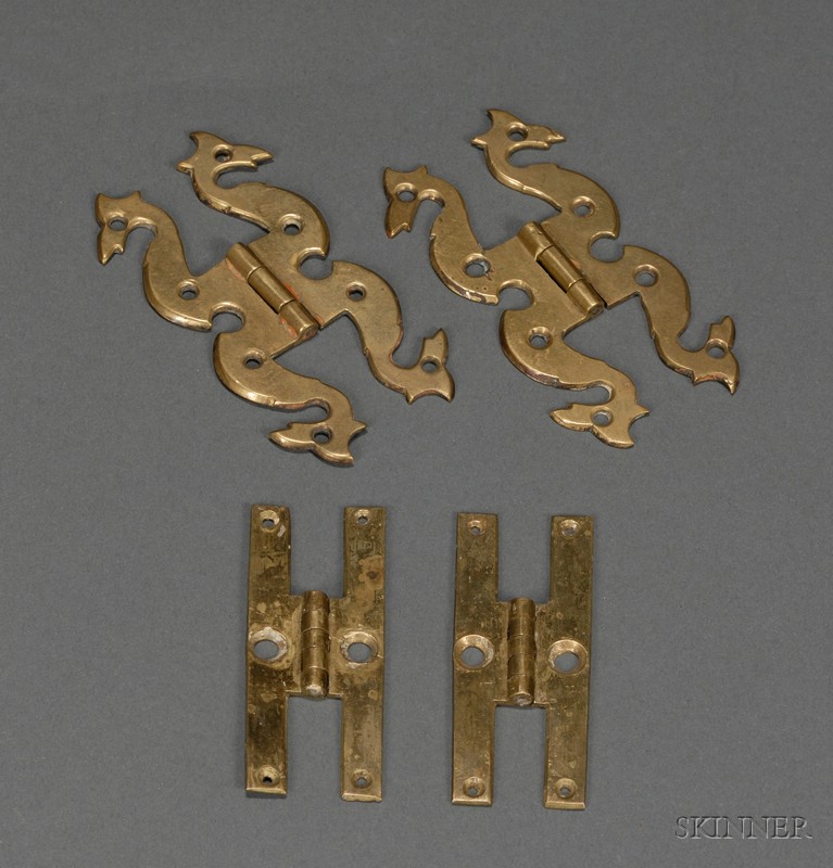 Appraisal: Two Pairs of Early Brass Hinges th century a pair