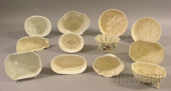 Appraisal: Twelve English and European Creamware Culinary Molds various shapes subjects