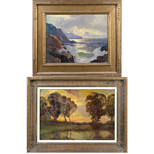 Appraisal: LANDSCAPE PAINTINGS Two oil on board paintings Ensel Salvi Italian