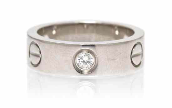 Appraisal: An Karat White Gold and Diamond Love Ring Cartier containing