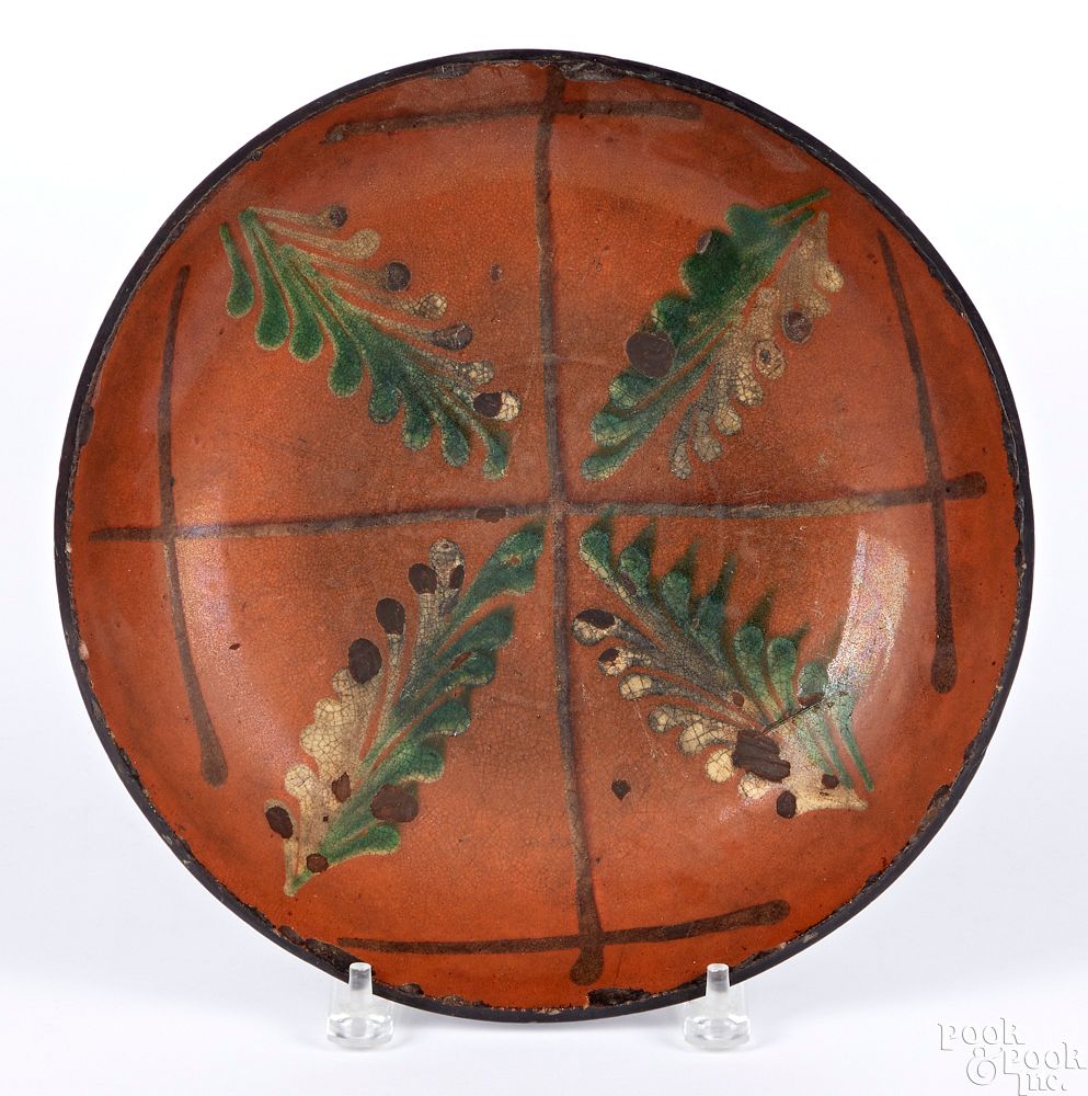 Appraisal: Pennsylvania redware charger Pennsylvania redware charger th c attributed to