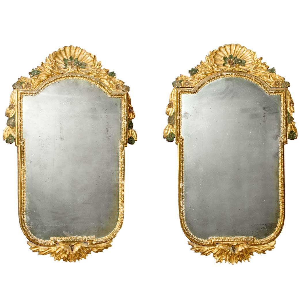 Appraisal: Pair of Italian Rococo Painted and Parcel Gilt Mirrors th