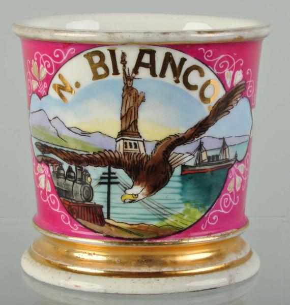 Appraisal: Statue of Liberty Boat Eagle etc Shaving Mug Description Gilt