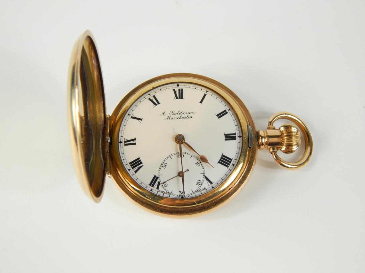 Appraisal: A gentleman's gold plated pocket watch by A Goldman Manchester