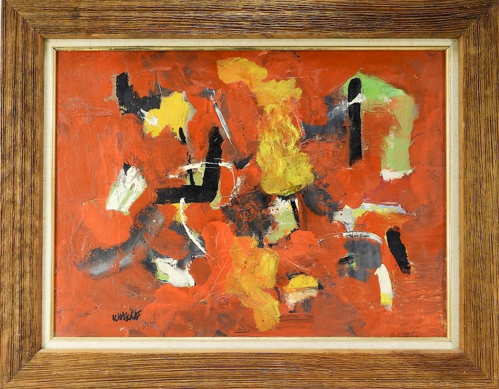 Appraisal: John Von Wicht O C Abstract Red Mallorca Painting John