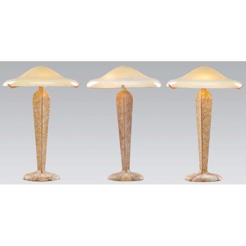 Appraisal: ITALIAN Set of three table lamps painted with trompe l'oeil