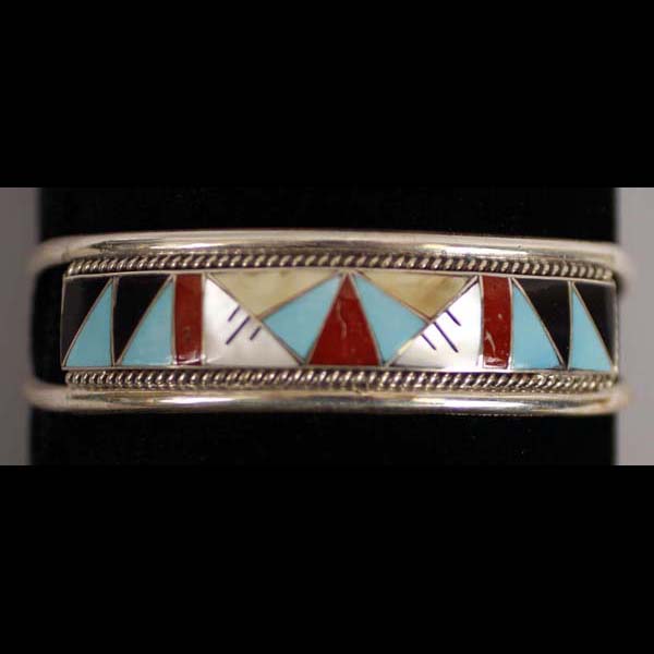 Appraisal: Vintage Zuni Native American Indian sterling silver channel inlay cuff