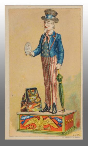 Appraisal: Uncle Sam Mechanical Bank Trade Card Description Two small creases