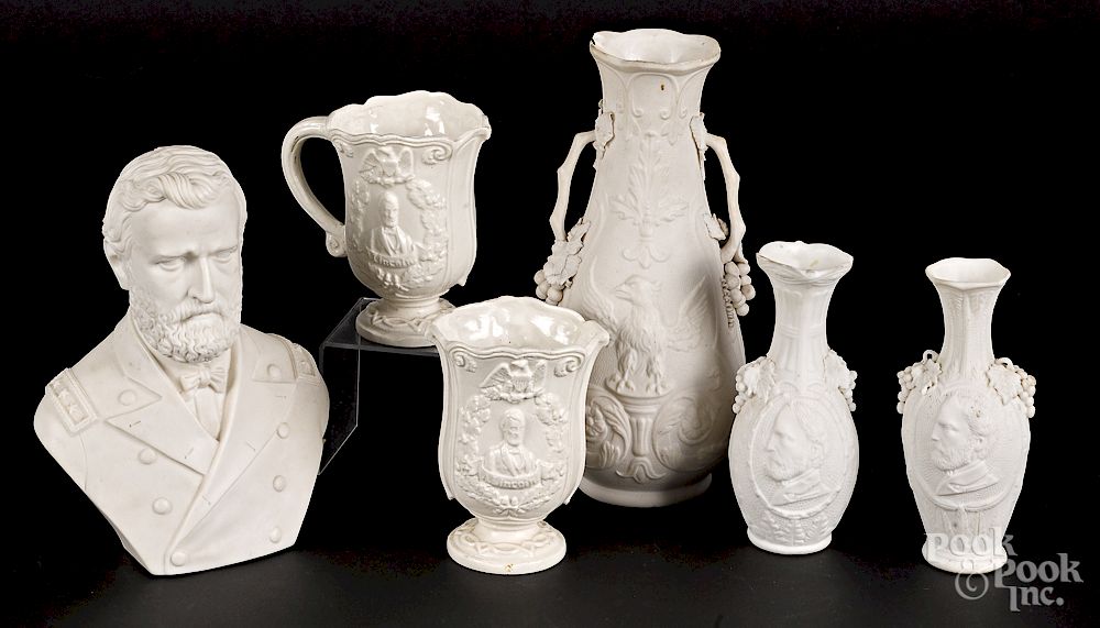 Appraisal: Group of Civil War subject parian and porcelain Exclusive on