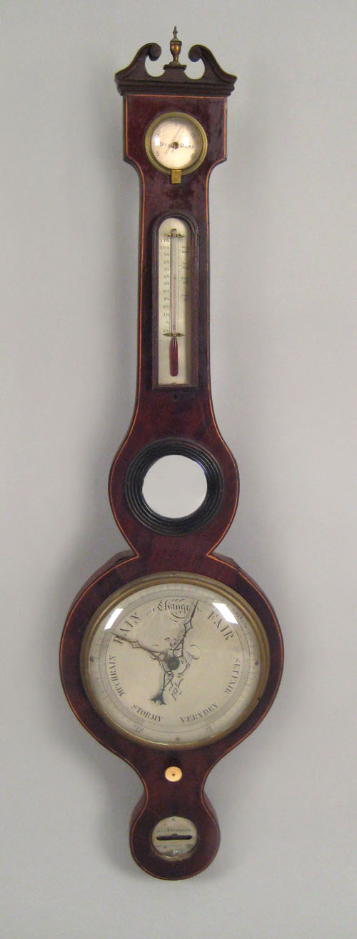 Appraisal: English mahogany banjo barometer th c signed Jas Thirkell Middlesboro