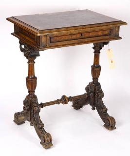 Appraisal: Renaissance style carved walnut occasional table the rectangular top above