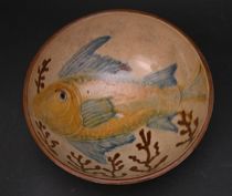 Appraisal: Terra Cotta Fish Bowl th Century Round terra cotta decorative