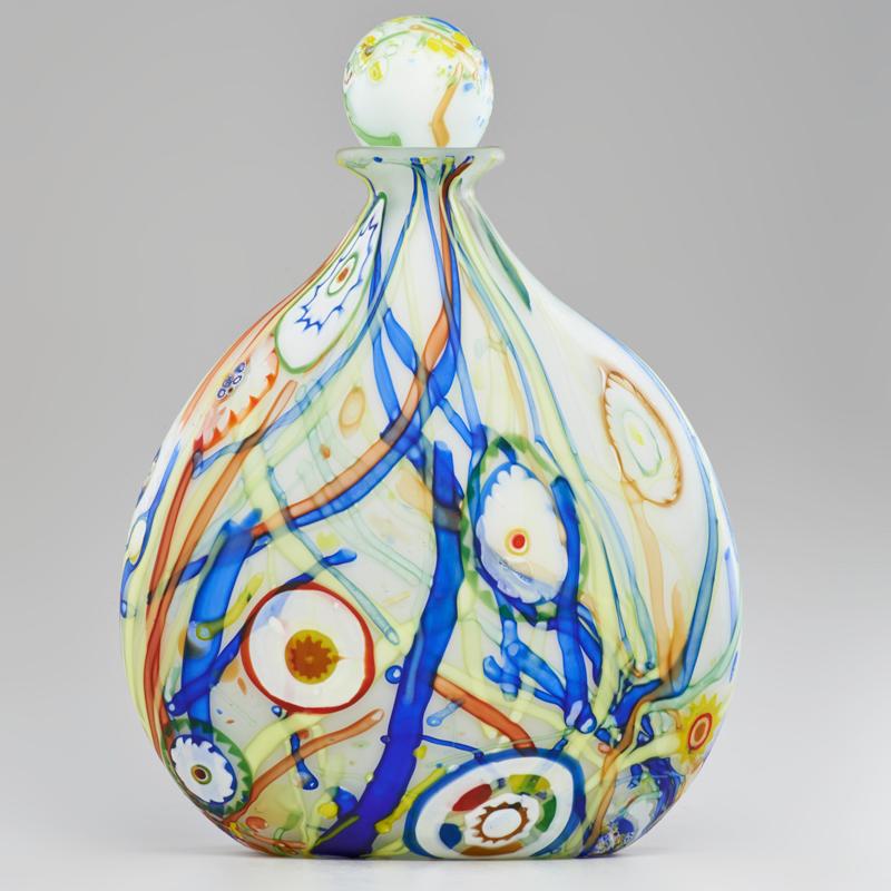 Appraisal: CONTEMPORARY Oversized cased glass decanter with stopper Etched signature x