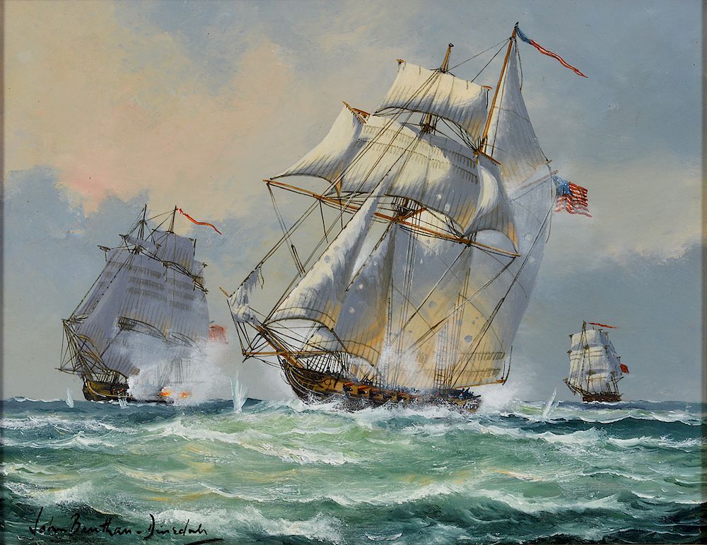 Appraisal: John Bentham Dinsdale 'Battle on High Seas' Oil John Bentham