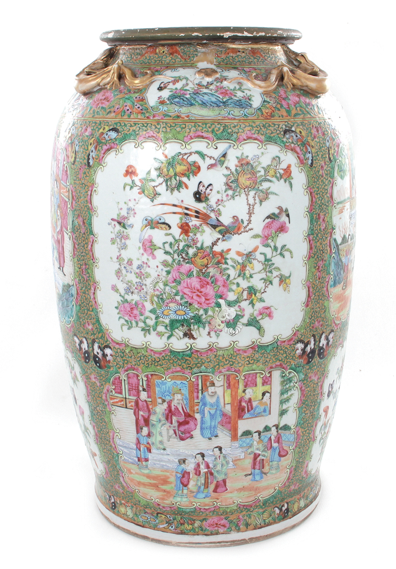 Appraisal: Chinese Export Rose Medallion urn mid th century decorated with