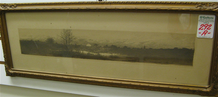 Appraisal: AMERICAN SCHOOL etching and drypoint th century Landscape at sunup