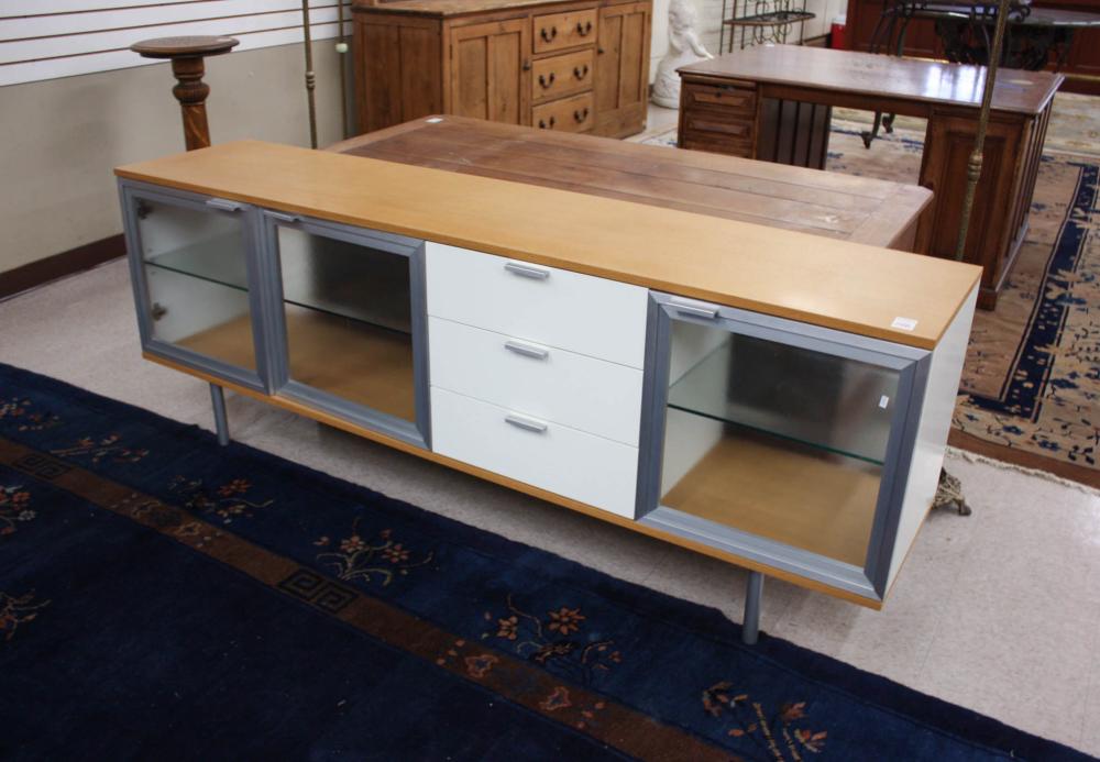 Appraisal: CONTEMPORARY BUFFET wood white laminate aluminum and glass construction unknown