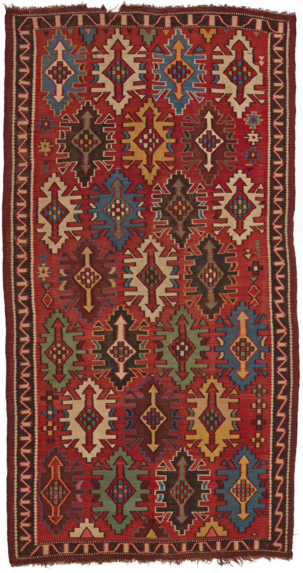 Appraisal: A Kuba area rug First-quarter th Century Wool on wool