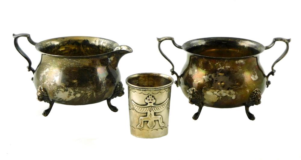 Appraisal: STERLING Three pieces of holloware including a matching creamer and