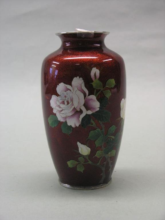 Appraisal: A Japanese cloisonne vase Meiji period enamelled with bright flowers