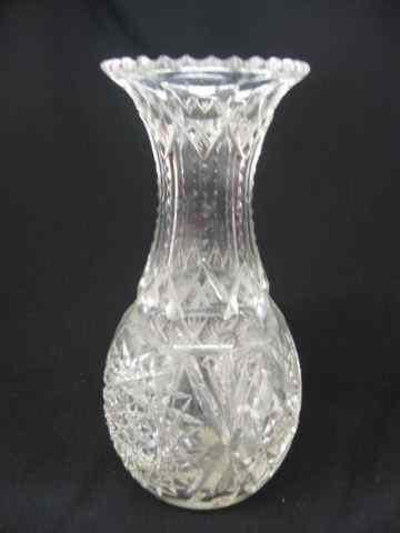 Appraisal: Cut Glass Vase bulbous with pinch neck beautiful cutwork brilliant