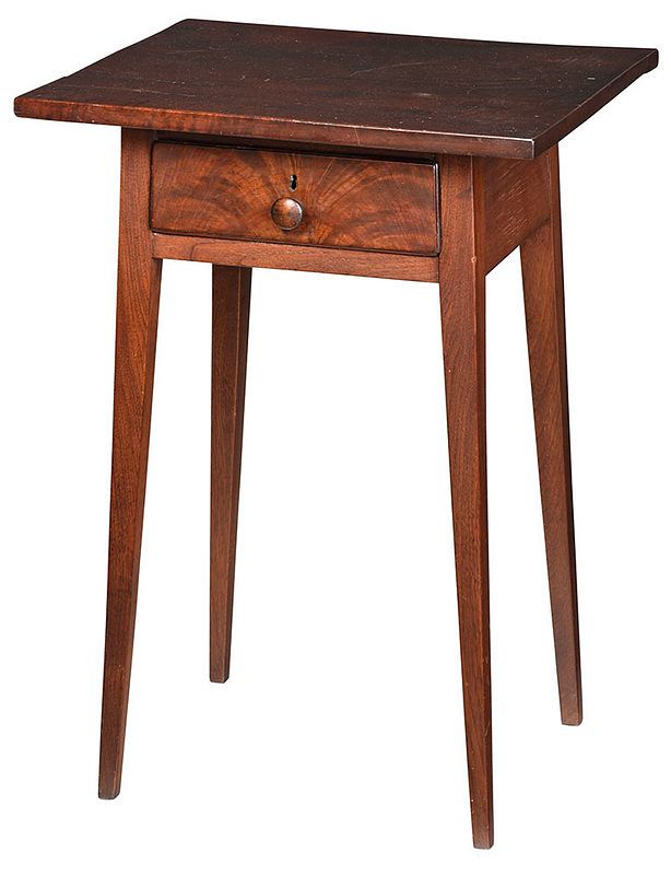 Appraisal: Southern Federal Walnut Splay Leg Table American highly figured walnut