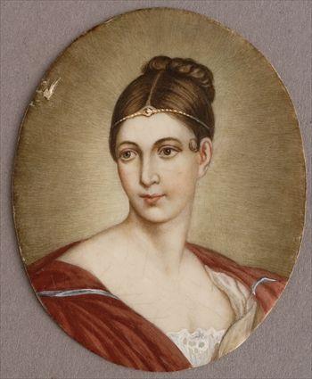 Appraisal: CONTINENTAL OVAL PORTRAIT MINIATURE OF A LADY WEARING PEARL HEADBAND