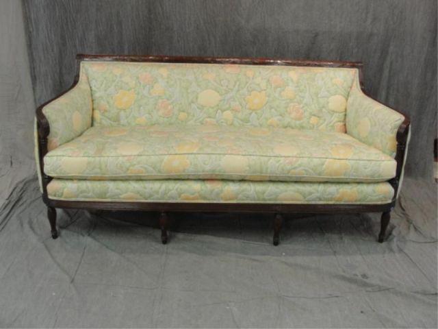 Appraisal: Sheraton Style Upholstered Sofa From a Queens NY estate Dimensions