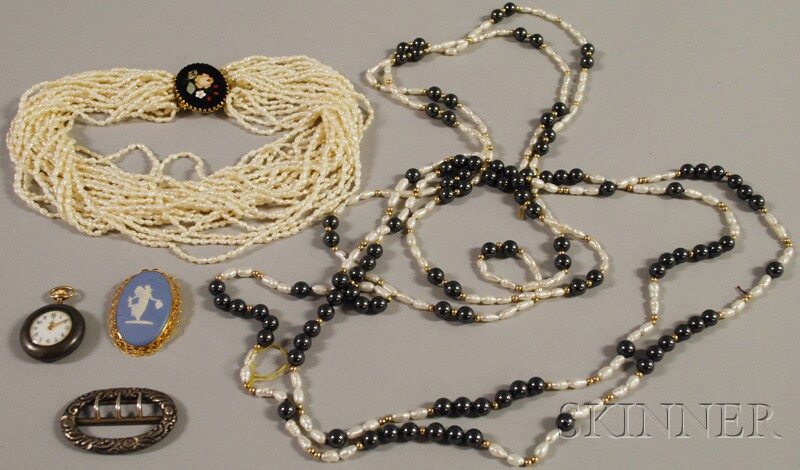 Appraisal: Small Group of Jewelry including a multi-strand seed pearl necklace