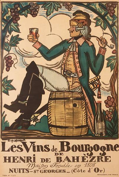 Appraisal: Guy Arnoux French - Les Vins de Bourgogne c Lithograph