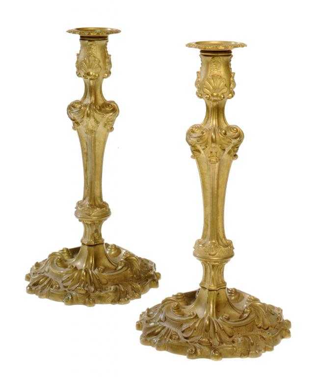 Appraisal: A PAIR OF GILT BRONZE ROCOCO REVIVAL CANDL