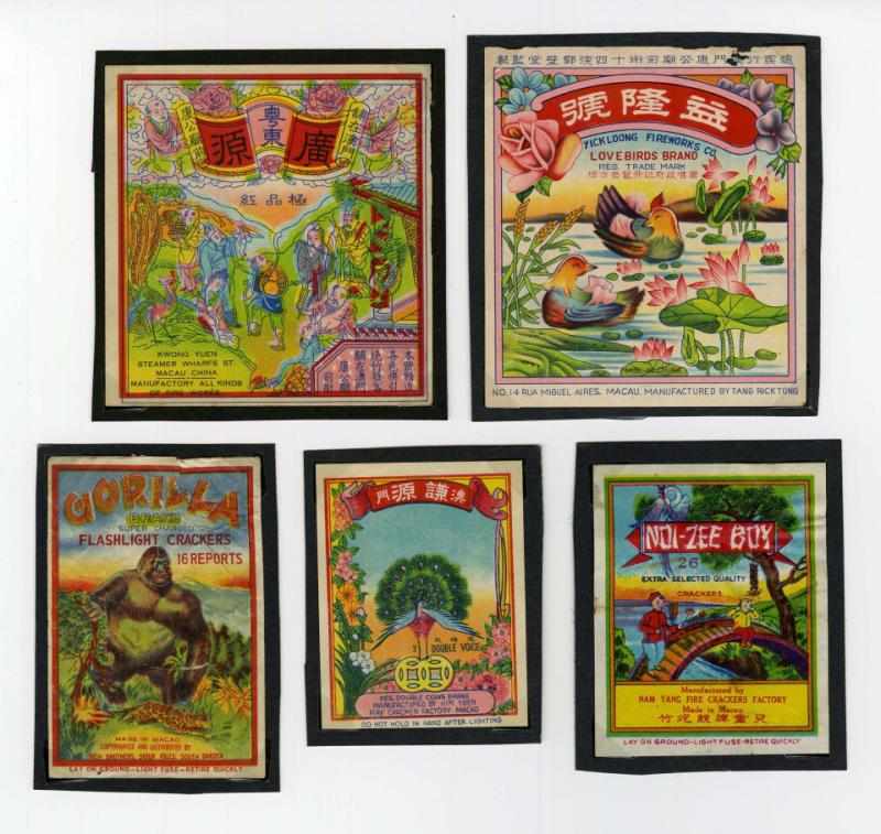 Appraisal: Lot of Firecracker Labels Includes Noi Zee Boy Gorilla Peacock