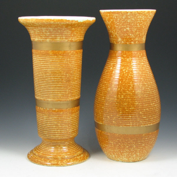 Appraisal: Hull Tall Vases Lot of two tall vases in orange