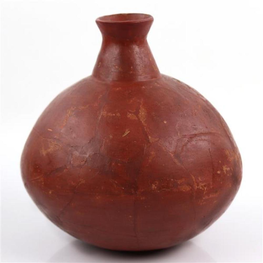 Appraisal: QUAPAW NATIVE AMERICAN INDIAN REDWARE POTTERY JAR ARKANSAS Quapaw Native