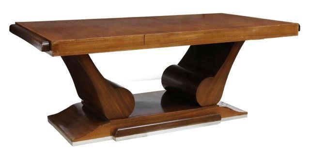 Appraisal: French Art Deco rosewood dining table c s having large