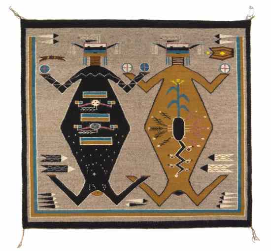 Appraisal: A Navajo Weaving Sandpainting depicting Mother Earth and Father Sky