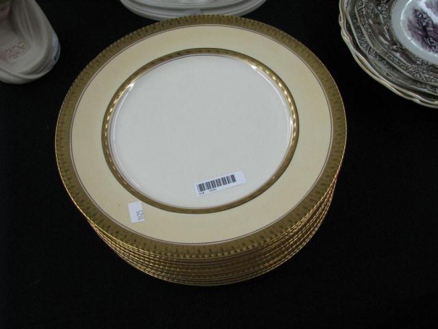 Appraisal: Eleven Boothe English China gold-trimmed plates two-tone ivory with gold