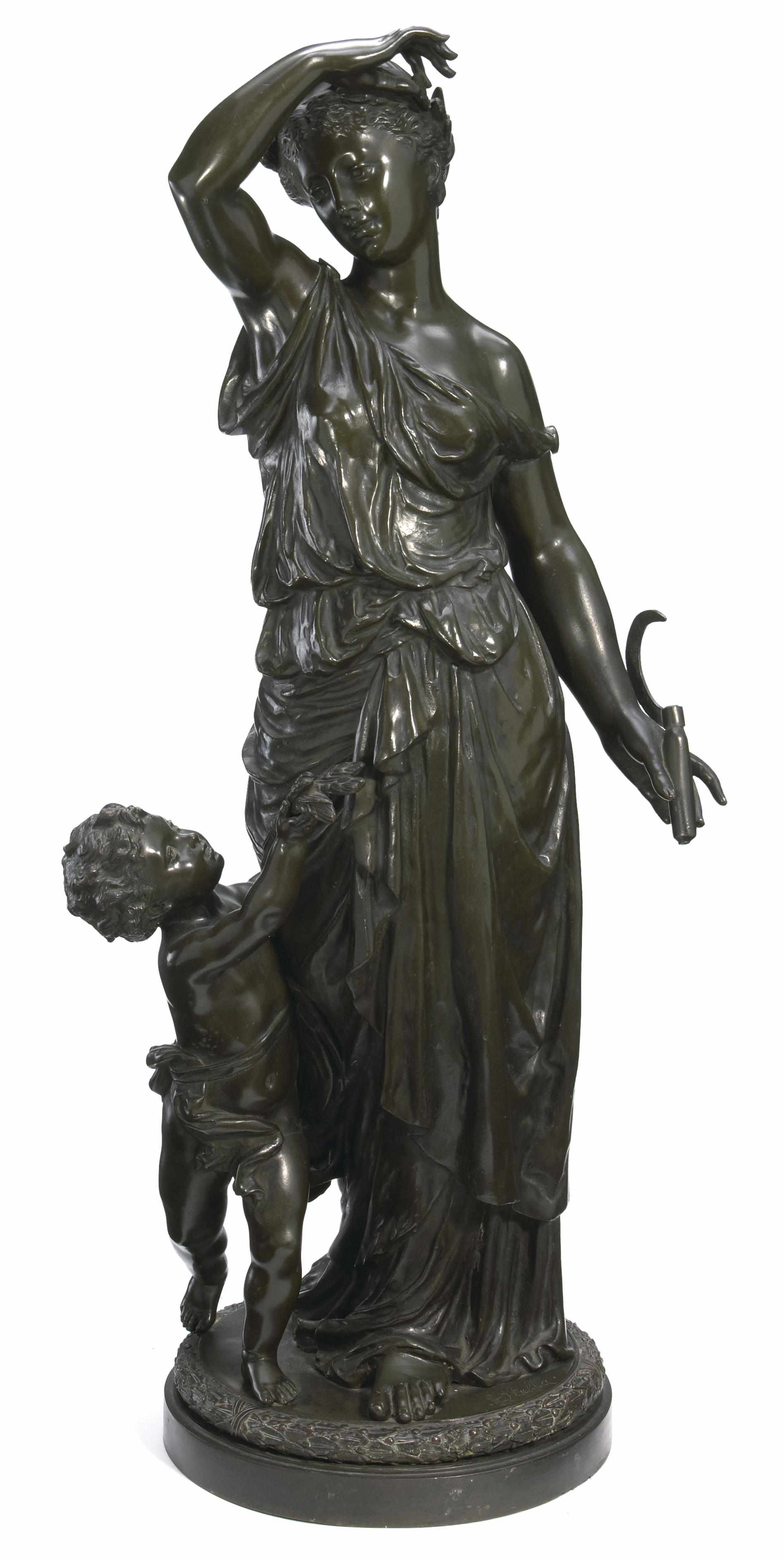 Appraisal: A French patinated bronze figural group after a model by