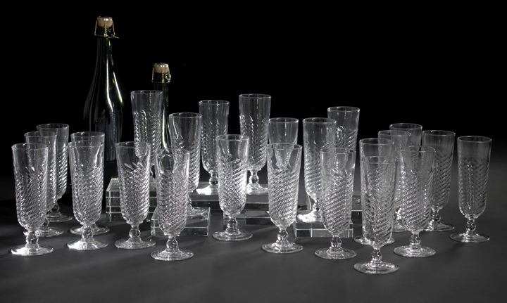 Appraisal: Set of Twenty-Four English Ribbed Glass Champagne Flutes second quarter