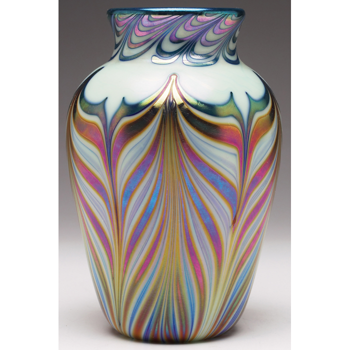 Appraisal: Orient and Flume vase shouldered shape in opaque white glass