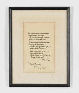 Appraisal: Inscribed Robert Frost poem by Frost's daughter Lesley Frost Ballantine