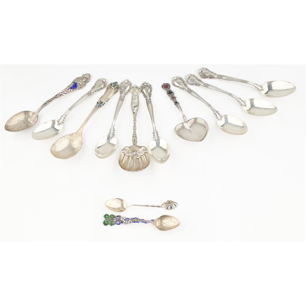 Appraisal: A group of decorative enamelled spoons American various marks and