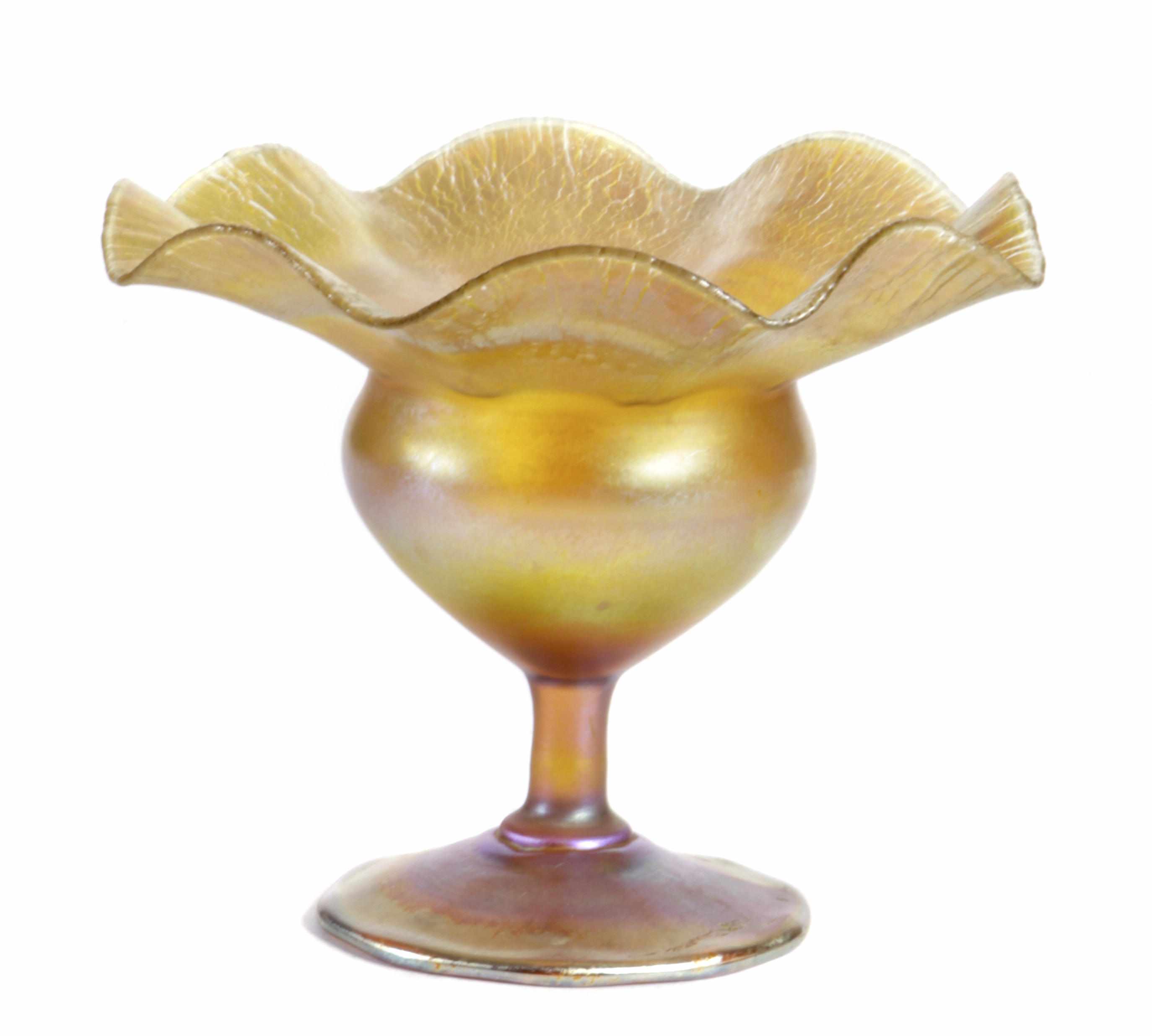 Appraisal: A Tiffany Studios Favrile glass compote circa inscribed L C