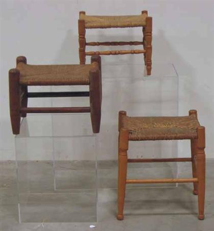 Appraisal: Three stools late th century H in W in D