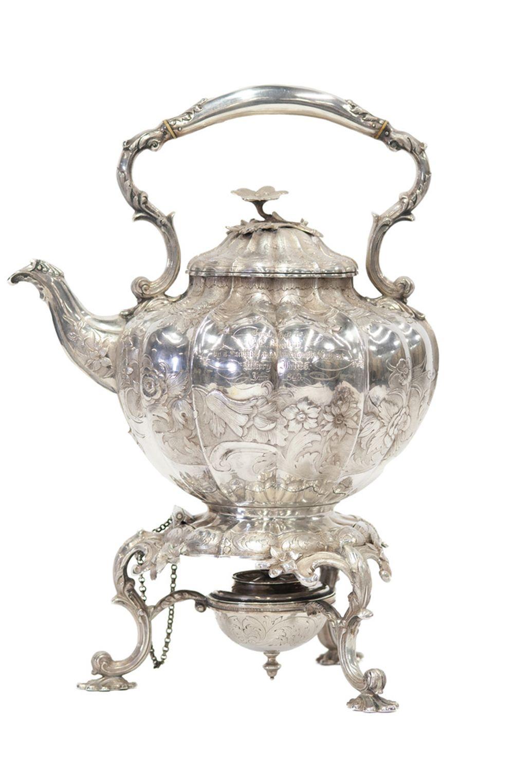 Appraisal: WILLIAM IV SILVER KETTLE ON STANDJohn Angell II George Angell