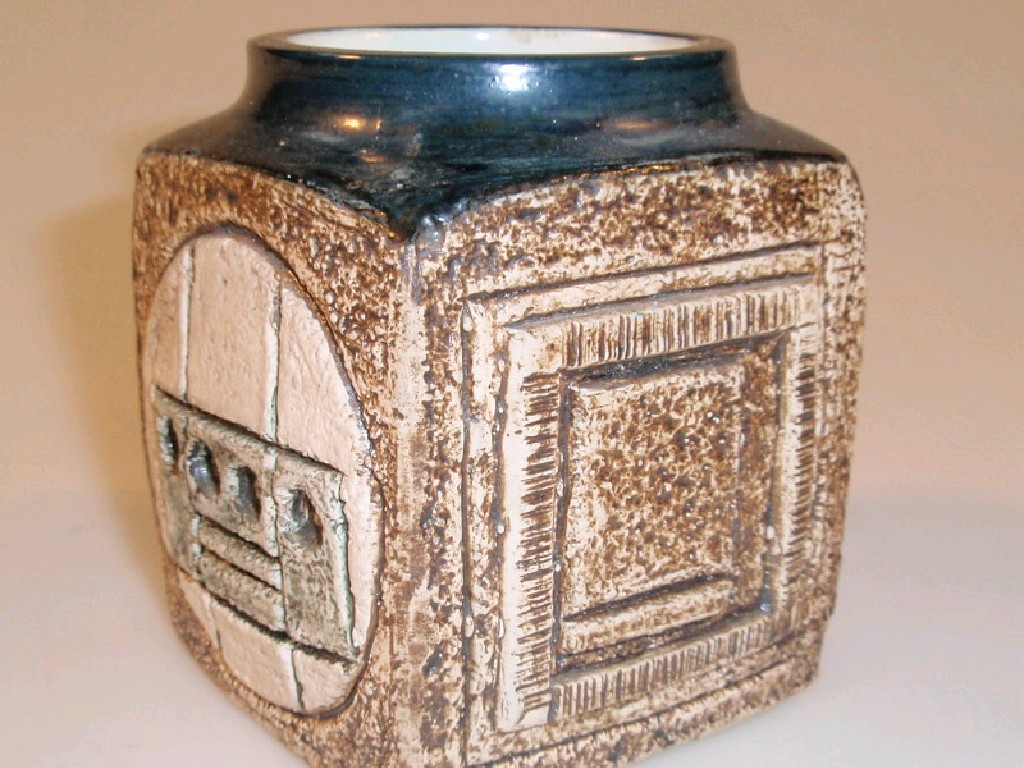 Appraisal: A Troika marmalade jar of square form with typical side