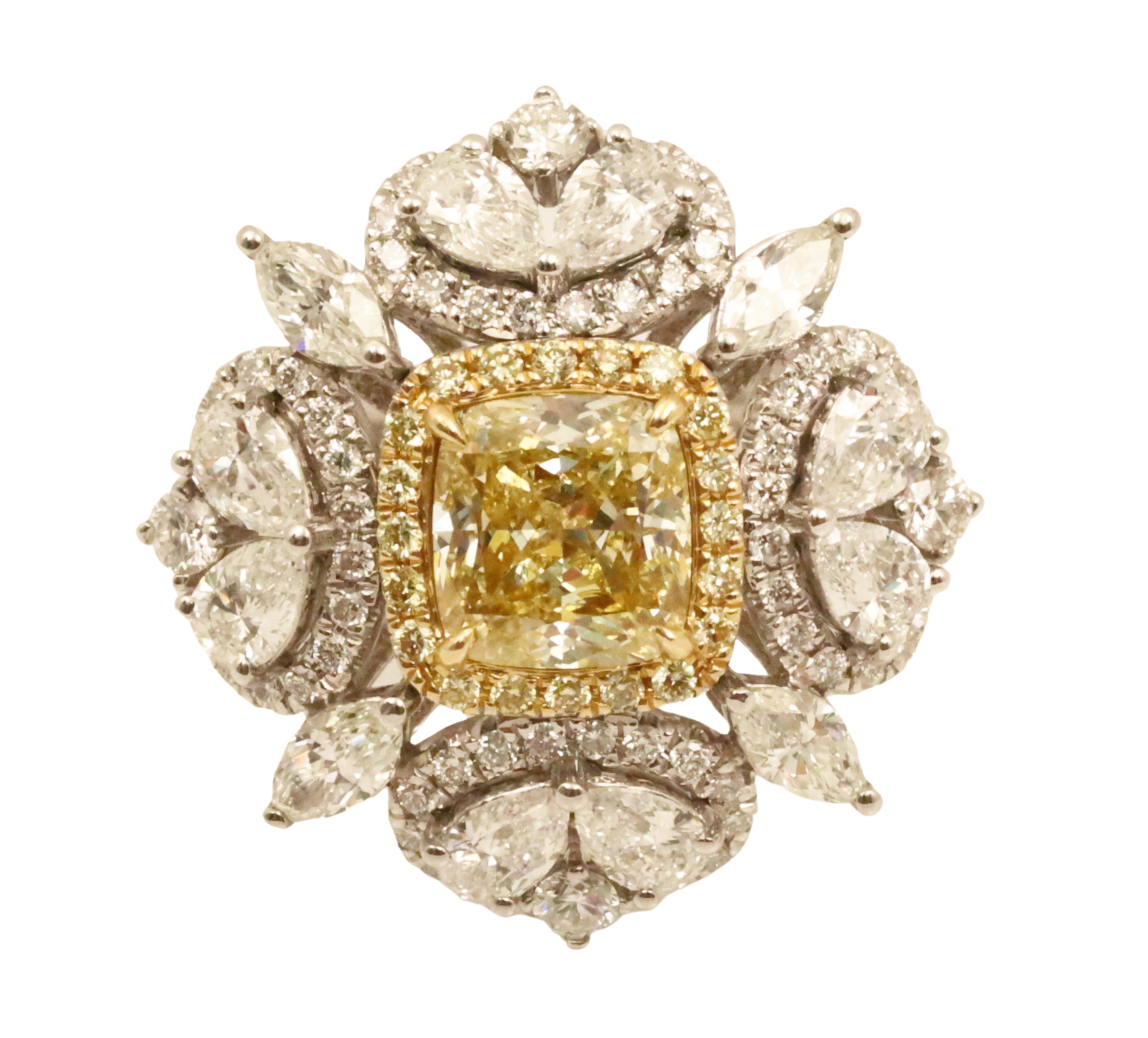 Appraisal: K gold yellow and white diamond ring having carat fancy